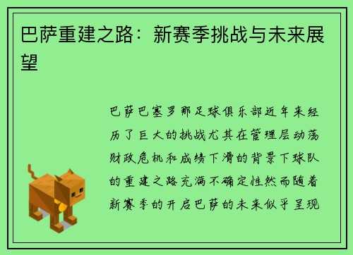 巴萨重建之路：新赛季挑战与未来展望